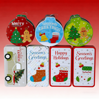 Boîtes en étain personnalisées imprimées, recyclables et écologiques pour aliments, en forme de chaussette de Noël du Père Noël, pour chocolats