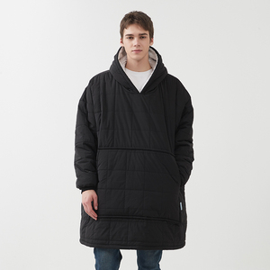 Tùy chỉnh trọng hoodie mền-quá khổ mặc lông cừu <span class=keywords><strong>Sherpa</strong></span> trùm đầu chăn (không thấm nước/Đen) | OEM mềm sang trọng oodie - Product Image 6