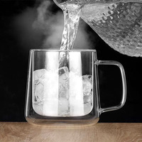 Mug à café écologique de haute qualité 400 ml/700 ml, tasse à thé et à café en verre à double paroi
