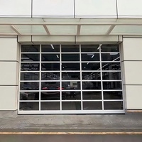Puerta de Garaje de Vidrio Transparente con Marco Negro Personalizado, Puerta Seccional de Aluminio con Vista Completa para Cafetería, Restaurante, Precio de Fábrica