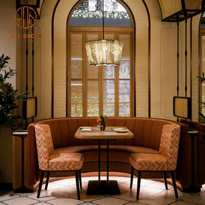 Meubles de restaurant en bois et velours pour fast-food et pizzeria, <span class=keywords><strong>table</strong></span> et banquette, sièges de banquette pour café - Vente chaude - Product Image 3