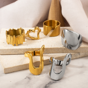 Anello geometrico estivo anello cavo oro argento acciaio inossidabile Design anello onda <span class=keywords><strong>anelli</strong></span> appannare gioielli impermeabili gratis <span class=keywords><strong>per</strong></span> le donne - Product Image 3