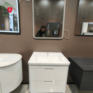 Meuble de salle de bain compact avec double tiroir, lavabo blanc et design mural - Product Image 2