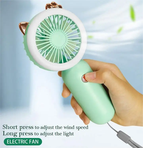 New Hand Mini Fan Night <b>Light</b> USB Electric Handheld Desktop Rechargeable Small Cooling Fan Portable with Lithium <b>Battery</b> - Product Image 2
