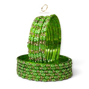 Bracelets en verre traditionnels kashmiris à coupe émeraude en forme de goutte d'eau, très demandés, pour femmes indiennes, bijoux ethniques d'Inde - Product Image 5