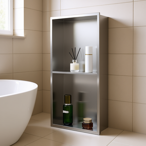 Niche de douche d'angle à double niveau en acier inoxydable, étagère murale encastrée 13 x 25 x 4 pouces pour salles de bain - Product Image 2