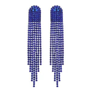 Kaimei 2022 earring 3 Colors Elegant Fashion Dangle Earrings For Women Luxury Geometric Wedding Blue Sapphire Long Drop Earrings