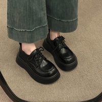 Nouveaux Mocassins Rétro JK Style Japonais à Lacets, Semelle Épaisse en Caoutchouc Polyuréthane, Plateforme, Style Britannique et Français, Collection 2025