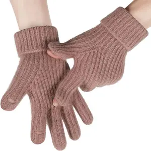 Winter Women Touch Screen Warm Gloves With Thumb Hole Mens Winter Stylish Thermal Knitted Gloves Winter For Driving Hiking