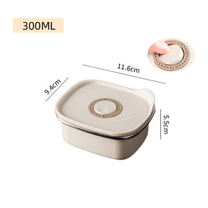 300ML白色304ステンレス鋼食品保存容器ランチボックス食品グレード保存ボックス冷凍庫と電子レンジセーフ - Product Image 1