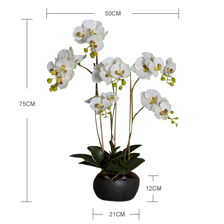 latex fake floral real touch high quality butterfly orchid flower palaenopsis potted table top floral arrangement