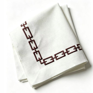Nappe en lin 100% réutilisable, lavable, douce, durable, brodée, personnalisée, style européen moderne, pour la maison, les fêtes, les mariages - Product Image 1