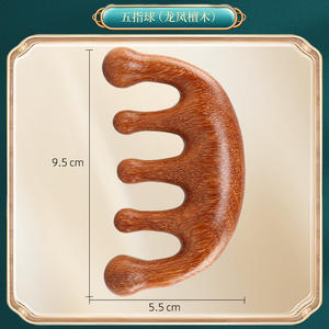 Peine de masaje de sándalo Natural portátil de cinco garras, peine de terapia de cuero cabelludo para meridianos de cabeza de madera para peinado y relajación - Product Image 6