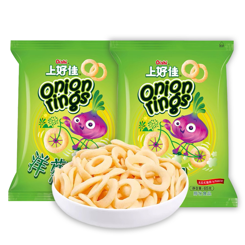 Bán buôn đồ ăn nhẹ kỳ lạ căng phồng Snack giòn hành tây có hương vị Nhẫn 65g