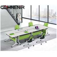 Table pliable moderne en métal + bois avec pieds à roulettes bureau et bureau de formation scolaire pour bureau salle de formation et salon