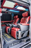 Kit intérieur de luxe pour Mercedes Vito W447 rouge Bordeaux, double écran, volant noir piano, sièges VIP, lit, plafond étoilé, OEM