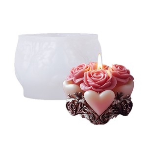 Moule en silicone <span class=keywords><strong>pour</strong></span> bougie parfumée artisanale DIY et souvenir en plâtre, motif géométrique transfrontalier en forme <span class=keywords><strong>de</strong></span> cœur et <span class=keywords><strong>de</strong></span> rose, <span class=keywords><strong>pour</strong></span> une ambiance festive - Product Image 5