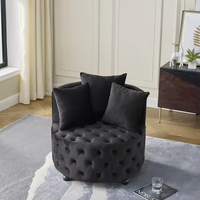 Fauteuils pivotants en velours italien noir de luxe, élégants et modernes, avec rembourrage en éponge