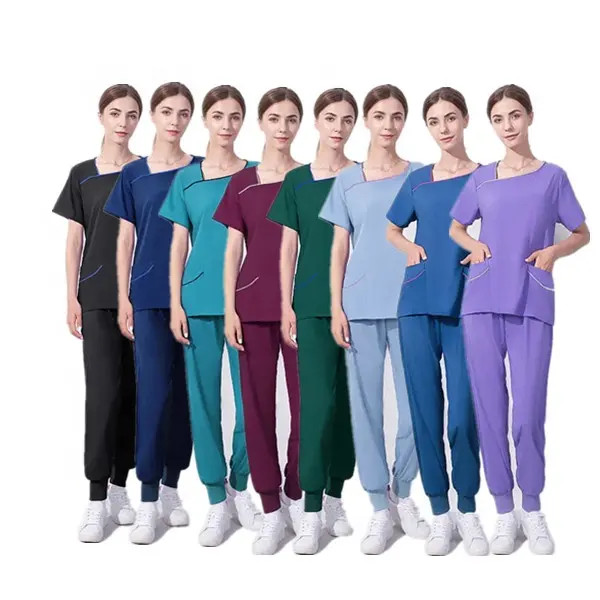 Fabrikant Op Maat Logo Tandheelkundige Ziekenhuisarts Vrouwen Medische Scrub Top Zomer Korte Mouw Schoonheidssalon Vrouwen Scrubs Sets