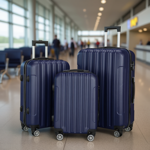 Juego de maletas 3 en 1 color azul marino, material ABS, 4 ruedas, candado de combinación, maleta de viaje unisex con cierre de cremallera - Product Image 2