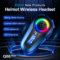 Casque de moto Q08 Max avec micro pour casque, écran LCD, partage de musique, interphone 2 personnes, suppression du bruit, étanche
