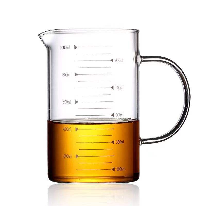 125ml/250ml/350ml/500ml/1000ml Heat resistant custom logo or color multifunctional kitchen glass measuring cup