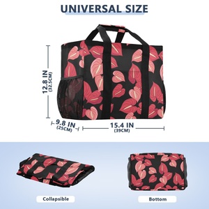 Hawaii Pink Anthurium Flower Custom Design Logo <b>HandBag</b> Large Capacity Women Tote Reusable Shopping Cooler Bag for Women - Product Image 2
