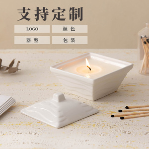 Porte-bougie carré en céramique personnalisé avec couvercle pour la décoration de la maison et les cadeaux DD0965 - Product Image 3