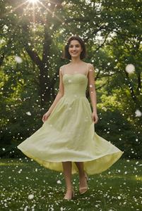 <span class=keywords><strong>Robe</strong></span> midi en coton jaune à œillets pour femme, été 2026, élégante, col cœur, <span class=keywords><strong>corset</strong></span>, <span class=keywords><strong>robe</strong></span> d'été, bretelles spaghetti, <span class=keywords><strong>robe</strong></span> de plage, <span class=keywords><strong>robe</strong></span> de vacances - Product Image 2