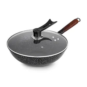 Vendita calda cina fornitore di pentole in granito Maifan pietra bruciatore a induzione Non Stick Wok