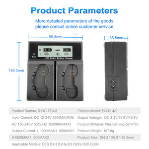 <span class=keywords><strong>Chargeur</strong></span> de batterie double alimentation pour appareil photo compatible avec <span class=keywords><strong>MH</strong></span>-<span class=keywords><strong>26</strong></span> <span class=keywords><strong>MH</strong></span>-26a EN-EL18 EN-EL4 EN-EL4a - Product Image 5