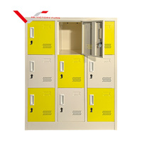 Casier métallique moderne multi-portes pliable pour sacs d'école, mini-meuble de rangement tendance pour appartement, maternelle et école