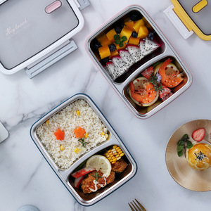 Bento <b>Box</b> Compartmentalized <b>Lunch</b> <b>Box</b> 316 Stainless Steel <b>Microwave</b> Safe Insulated Food Container Rectangle Shape - Product Image 2
