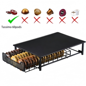 Boîte de <span class=keywords><strong>rangement</strong></span> pour capsules de café <span class=keywords><strong>Tassimo</strong></span>, organisateur à double tiroir pour 60 capsules - Support de machine à café antichoc pour usage domestique - Product Image 2