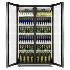 Réfrigérateur à boissons vertical à double <span class=keywords><strong>porte</strong></span> en verre noir avec refroidissement par ventilateur et étagères réglables pour supermarché - Product Image 2
