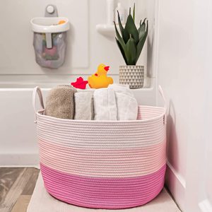 20" X 13" Cotton Rope Laundry Basket with Handles <b>Cushions</b> & Pillows <b>Storage</b> Bin Nursery Hamper - Product Image 6