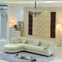 Canapé d'angle modulable en cuir de vachette première couche, style européen, luxe léger, pour petit salon