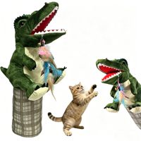 Sarung Tangan Anti Gigit Ramah Lingkungan untuk Bermain Tarung Kucing, Boneka Tangan Dinosaurus Kartun Interaktif untuk Kucing di Dalam Ruangan