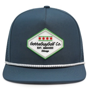 Custom <strong>Mens</strong> 5 Panel Laser Cut Hole Perforated Gorras <strong>Waterproof</strong> Sport Snapback Cap Rubber Logo Quick Dry Performance <strong>Hat</strong> - Product Image 2
