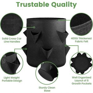 300gsm Mushroom Grow Bags Breathable 1/3/5/10/25/100 Gallons Customize Felt Fabric <b>Pot</b> <b>Strawberry</b> Grow Bags for <b>Plants</b> - Product Image 2