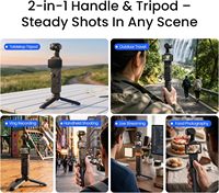 AMagisn Tripod Mini Satu Sentuhan Buka-Tutup dengan Sekrup 1/4" - Kompatibel dengan ABS/Silikon/Baja Tahan Karat untuk Insta360 X6/X5/Ace Pro 2 untuk Action 6/5