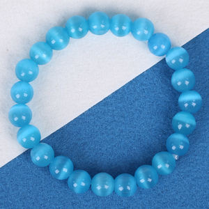 Doğal kedi gözü taş bilezik 6/8/10mm dairesel renkli moda opal bilezik erkek ve kadın takı - Product Image 5