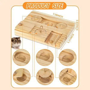 6 in 1 Mainan Pengumpan Interaktif untuk Hamster Kecil, Mainan Kayu Hiburan Hamster, Puzzle Lucu - Product Image 4