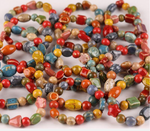 Bracelet perlé en céramique colorée ronde carrée coeur étoile fleur de bambou Bracelets en céramique Passion fleur glaçure perle Bracelet - Product Image 1