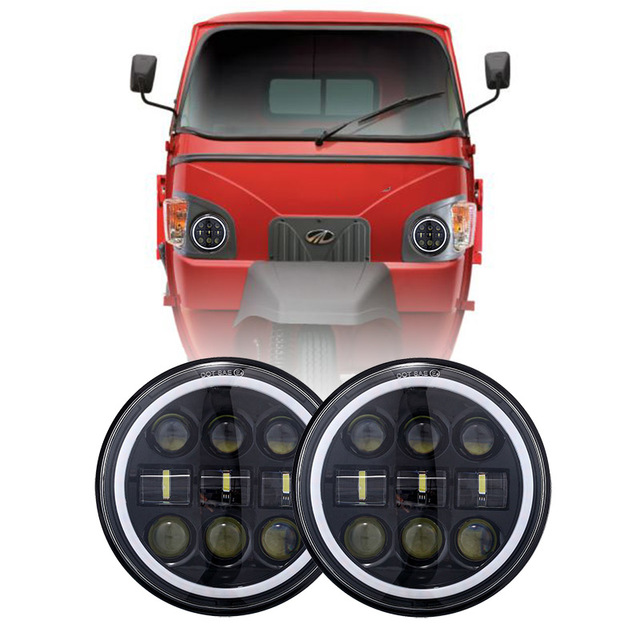 Tricycle Led Headlights for Mahindra 3W Passenger Treo Yaari E-Alfa Mini Alfa DX CNG Spare Parts Halo Light Mahindra Accessories