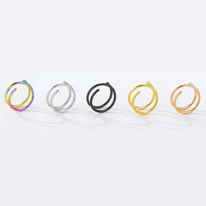 Joyas corporales de moda: Piercing de acero inoxidable para cartílago de oreja, hélice y nariz, anillo de <span class=keywords><strong>doble</strong></span> aro, anillo espiral para la nariz chapado en oro - Product Image 4