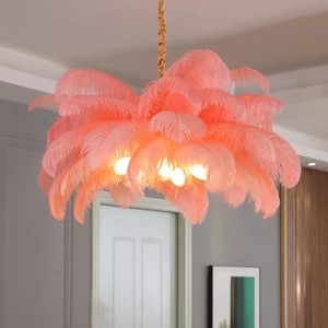 <strong>Ostrich</strong> <strong>Feather</strong> Bedroom Chandelier, All-copper Light Luxury Living Room Lamp, Zhongshan Lighting