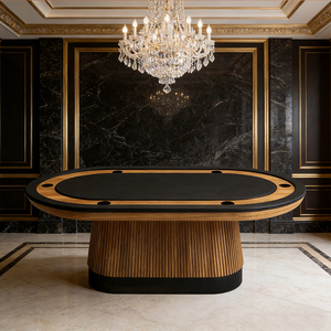 Table de <span class=keywords><strong>poker</strong></span> de casino de haute qualité pour 10 joueurs avec rail rembourré, porte-gobelets et tapis personnalisé pour salle de jeux - Product Image 4