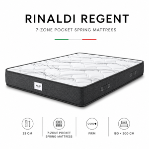 Matelas à ressorts ensachés Rinaldi REGENT 20 cm extra ferme 7 zones avec mousse à mémoire de forme de 2 cm, design moderne respirant, Italie - Product Image 5