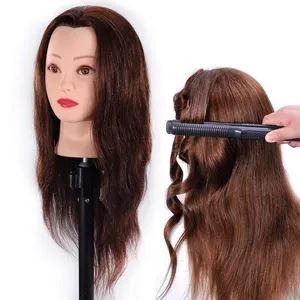 Cosmetology 100% Human Hair training head Mannequin African American Salon Practice Hairdresser Training Dummy Doll Head
